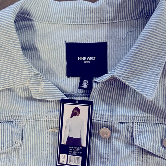 🆕 NINE WEST WOMEN'S Pinstripe Sarah Denim Jacket Size XXL - Picture 4 of 16